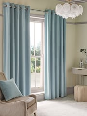 Blue Light Matte Velvet Blackout/Thermal Eyelet Curtains - Image 5 of 9