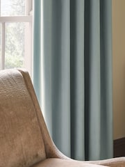 Blue Light Matte Velvet Blackout/Thermal Eyelet Curtains - Image 7 of 9