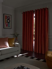 Pink Coral Matte Velvet Blackout/Thermal Eyelet Curtains - Image 2 of 9