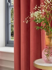 Pink Coral Matte Velvet Blackout/Thermal Eyelet Curtains - Image 5 of 9