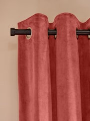 Pink Coral Matte Velvet Blackout/Thermal Eyelet Curtains - Image 7 of 9