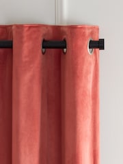Pink Coral Matte Velvet Blackout/Thermal Eyelet Curtains - Image 8 of 9