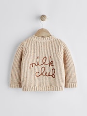 Milk Club Oatmeal Chunky Knitted Embroidered Baby Cardigan - Image 1 of 11
