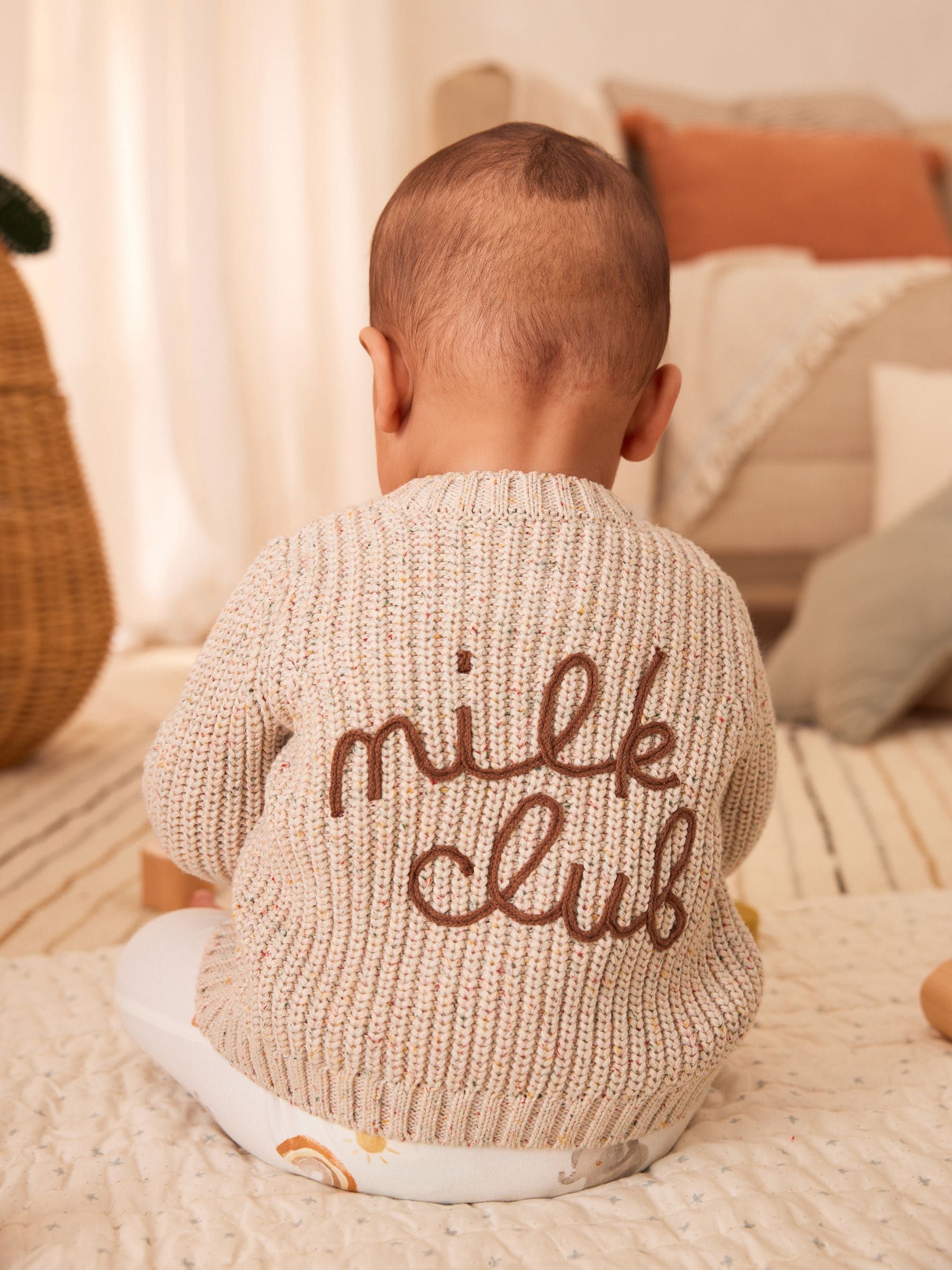 Acheter Club du lait Cream 100 Cotton Chunky Knitted Embroidered Baby Cardigan from Next France