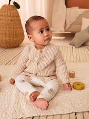 Milk Club Oatmeal Chunky Knitted Embroidered Baby Cardigan - Image 3 of 11