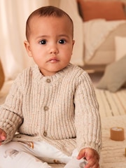 Milk Club Oatmeal Chunky Knitted Embroidered Baby Cardigan - Image 4 of 11