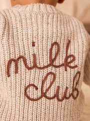 Milk Club Oatmeal Chunky Knitted Embroidered Baby Cardigan - Image 5 of 11