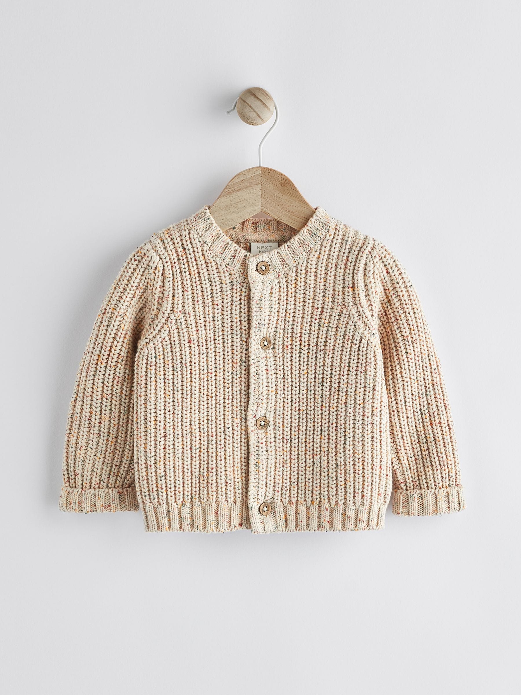 Buy Cream Milk Club 100% Cotton Chunky Knitted Embroidered Baby Cardigan  from Next USA