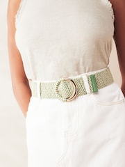 Green/Ecru Raffia Wide Belt - Image 2 of 4