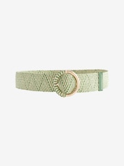 Green/Ecru Raffia Wide Belt - Image 3 of 4