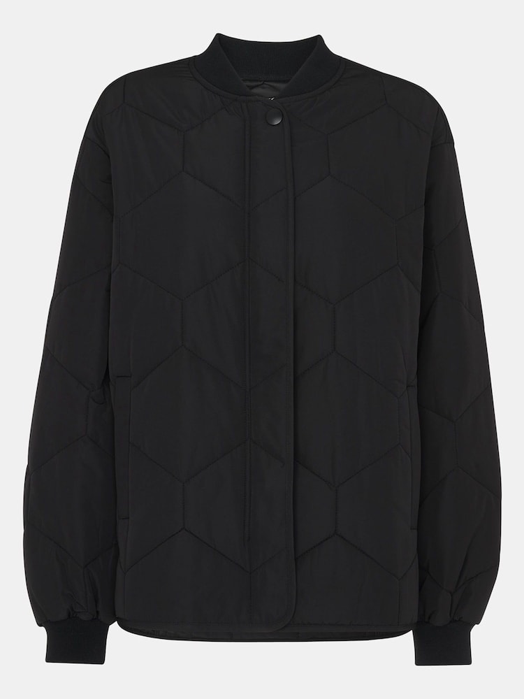 Whistles Black Short Ida Quilted Coat - Image 5 of 5