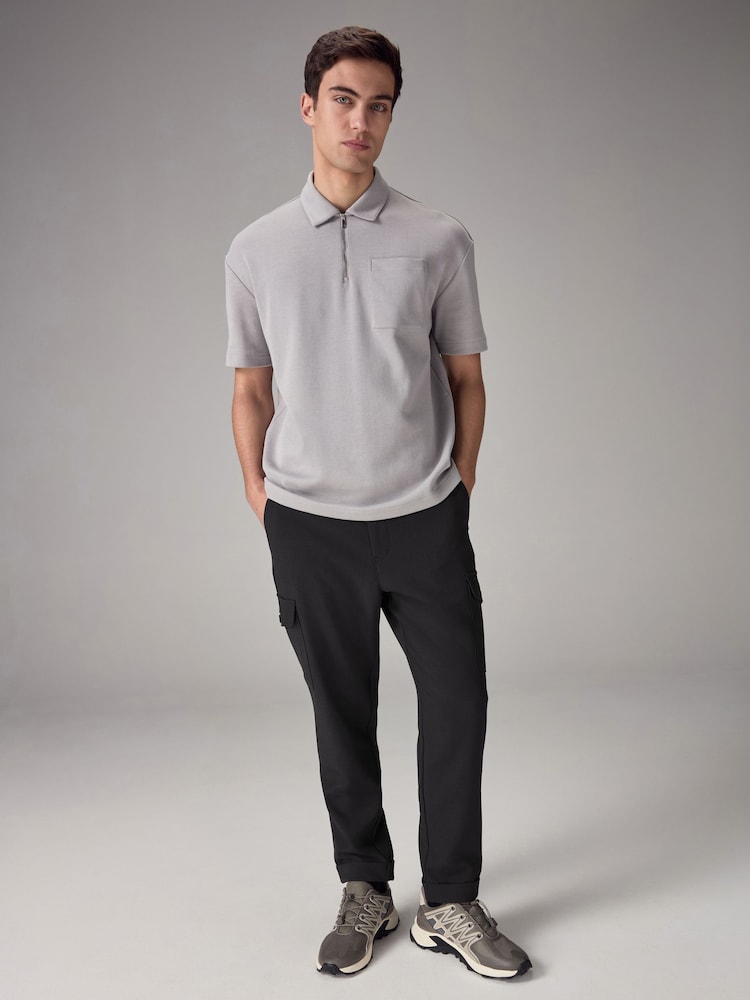 Grey Oversized Heavyweight Quarter Zip Polo Shirt - Image 2 of 8