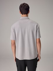 Grey Oversized Heavyweight Quarter Zip Polo Shirt - Image 3 of 8