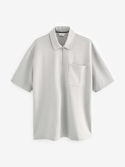 Grey Oversized Heavyweight Quarter Zip Polo Shirt - Image 6 of 8