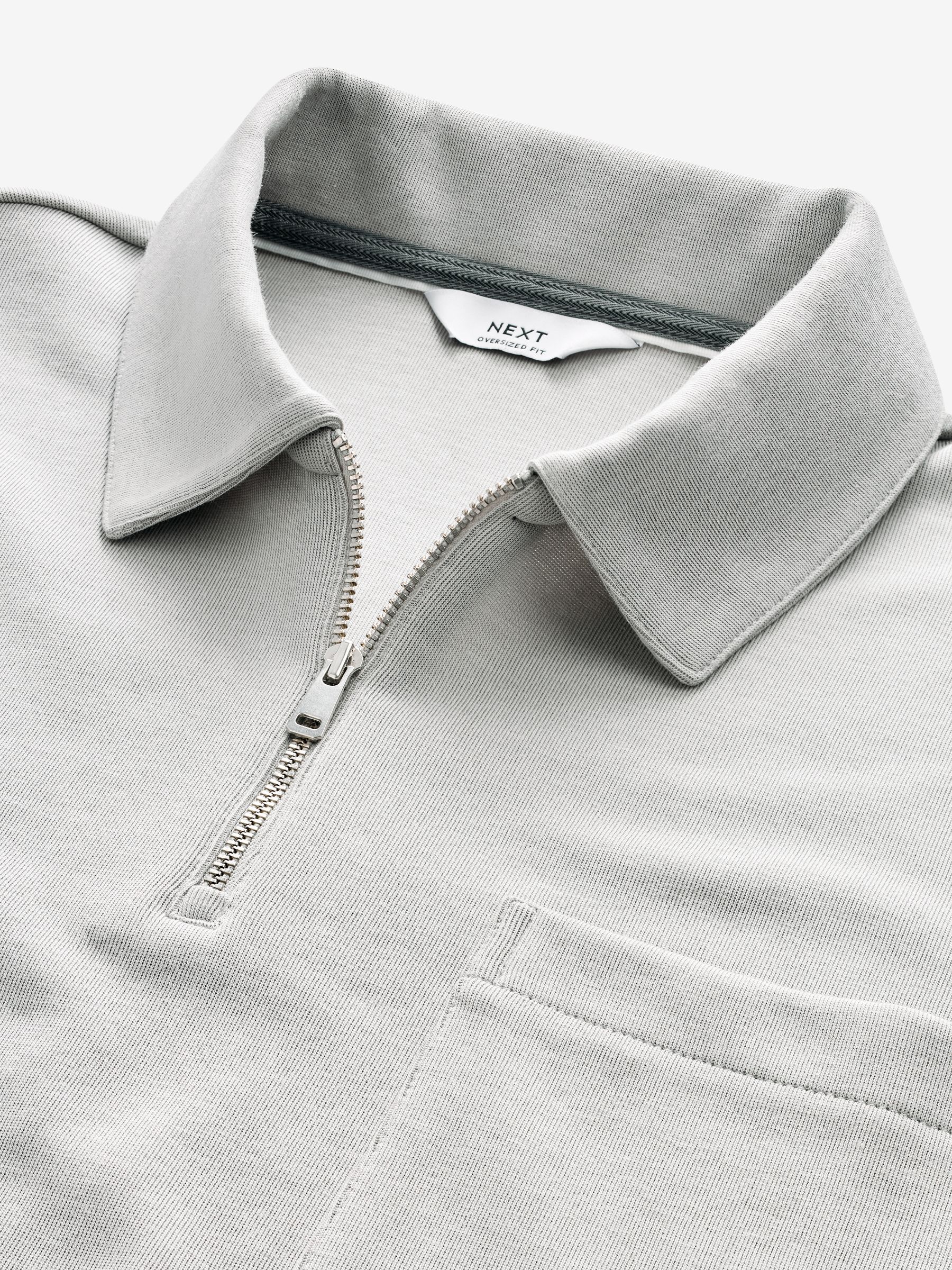 th products Oversized Polo Shirt グレー Buy Grey Oversized Heavyweight Quarter Zip Polo Shirt from