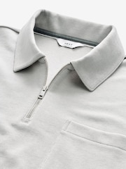 Grey Oversized Heavyweight Quarter Zip Polo Shirt - Image 7 of 8