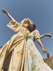 Monsoon Yellow Sukhi Sunflower Midi Wrap Dress - Image 1 of 2