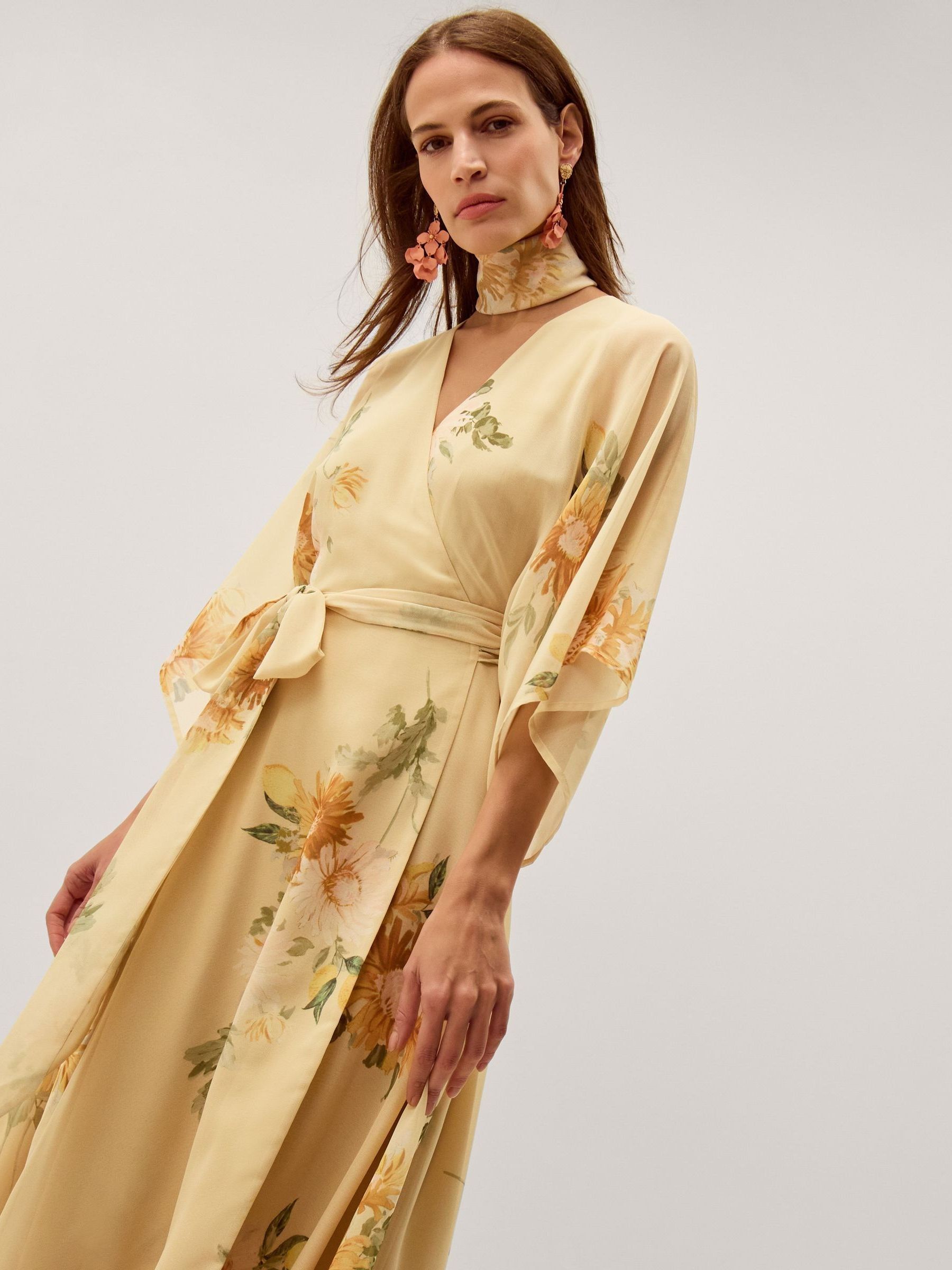 golden yellow wrap dress Lovely Golden Yellow Dress - Wrap Dress - Maxi Dress