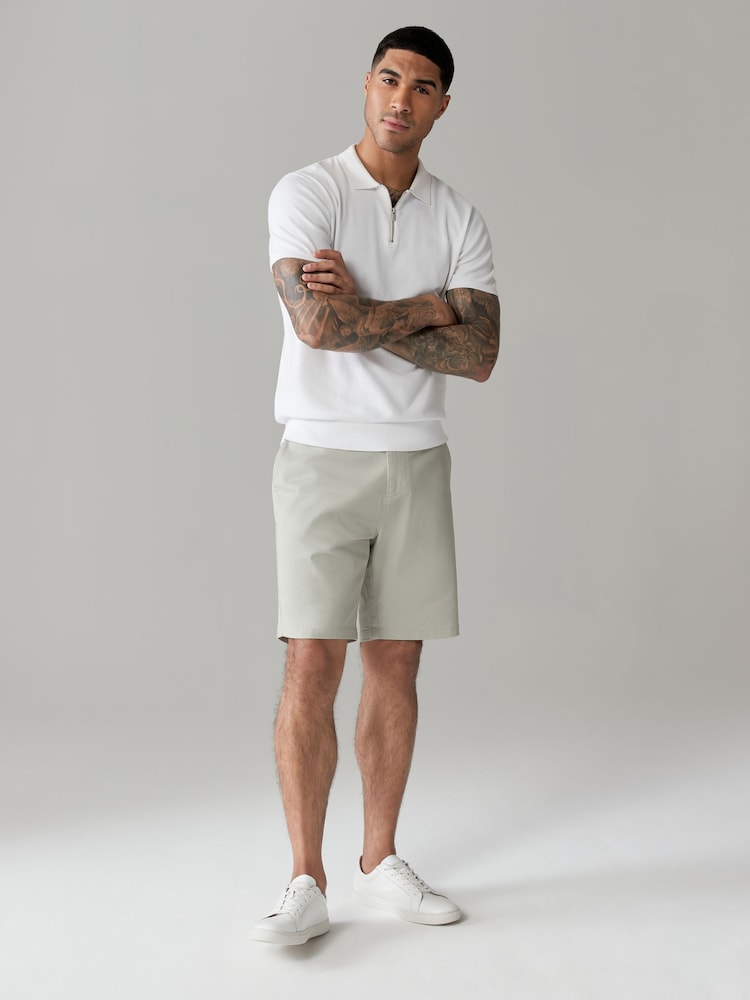Light Green Straight Fit Stretch Chinos Shorts - Image 2 of 4