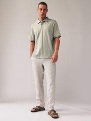 Green 100% Cotton Textured Polo Shirt - Image 2 of 7