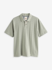 Green 100% Cotton Textured Polo Shirt - Image 5 of 7