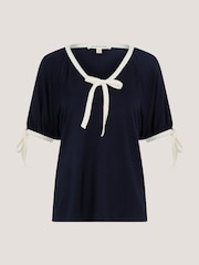 Monsoon Taylor Contrast Bow Jersey T-Shirt - 画像 1 / 1