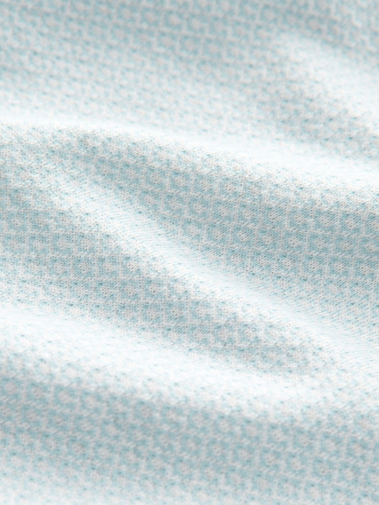 Light Blue Cuban Collar Textured Short Sleeve Polo Shirt - Image 8 of 8