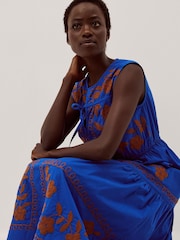 Monsoon Blue Madison Sleeveless Embroidered Midi Dress - Image 2 of 4