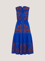 Monsoon Blue Madison Sleeveless Embroidered Midi Dress - Image 4 of 4