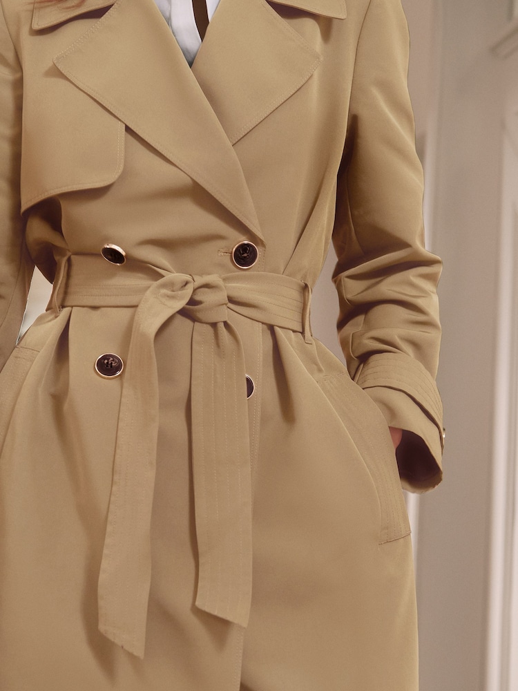 Lipsy Camel Petite Classic Belted Trench Coat - Image 4 of 4