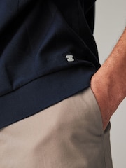 Navy Tan Regular Fit Smart Quarter Zip Polo Shirt - Image 3 of 6