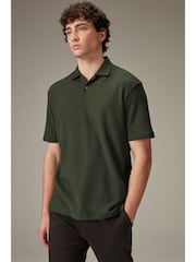 Olive Green Textured Waffle Polo Shirt - Image 1 of 7