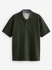 Olive Green Textured Waffle Polo Shirt - Image 5 of 7