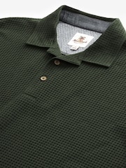 Olive Green Textured Waffle Polo Shirt - Image 6 of 7