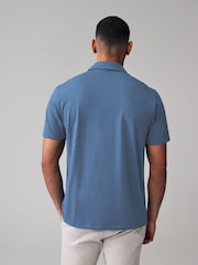 Blue/Navy/Ecru Cuban Collar Regular Fit Short Sleeve Jersey Polo Shirts 3 Pack - Image 10 of 11