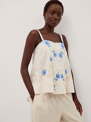 Monsoon Cream Sophie Sleeveless Embroidered Top - Image 1 of 4