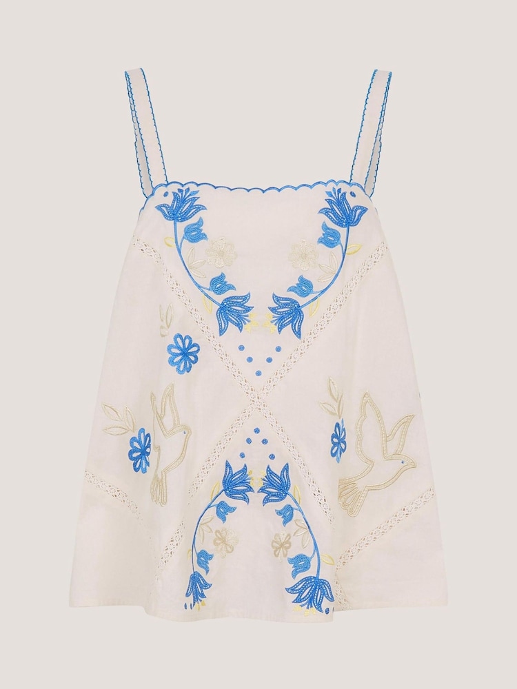 Monsoon Cream Sophie Sleeveless Embroidered Top - Image 4 of 4