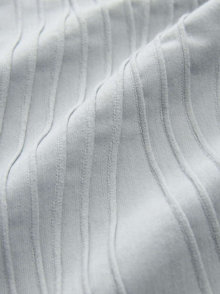 Light Grey Textured Jersey Short Sleeve Shirt - Image 6 of 7
