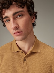 Mustard Yellow Textured Polo Shirt - Image 1 of 7