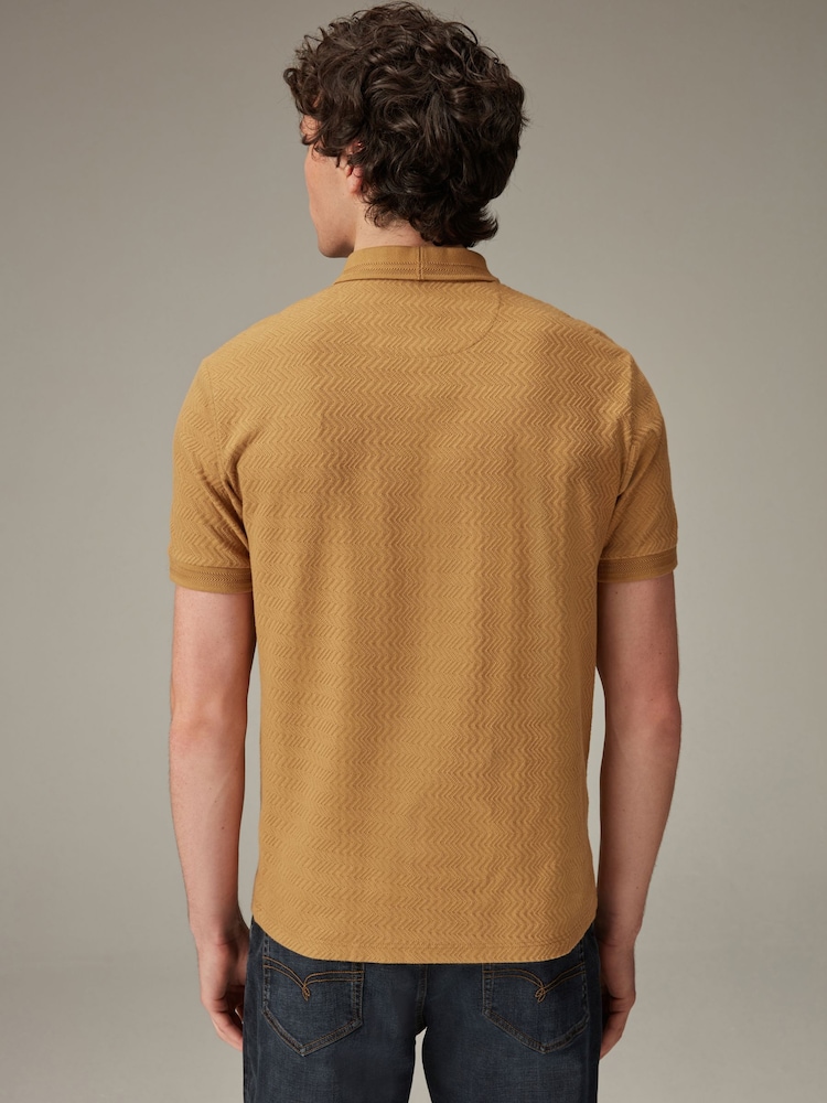 Mustard Yellow Textured Polo Shirt - Image 4 of 7
