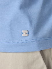 Light Blue 100% Cotton Short Sleeve Smart Collar Polo Shirt - Image 6 of 9