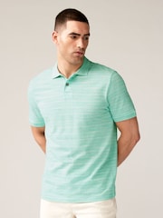 Mint Green Textured 100% Cotton Polo Shirt - Image 1 of 7