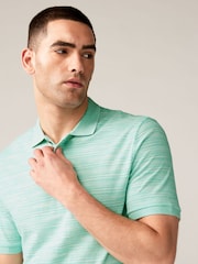 Mint Green Textured 100% Cotton Polo Shirt - Image 2 of 7