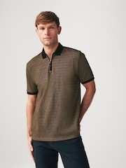 Bronze/Black Zip Neck Smart Polo Shirt - Image 1 of 9