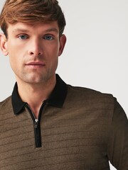 Bronze/Black Zip Neck Smart Polo Shirt - Image 2 of 9