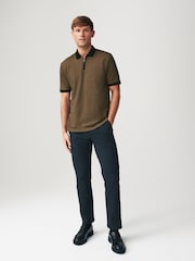 Bronze/Black Zip Neck Smart Polo Shirt - Image 3 of 9
