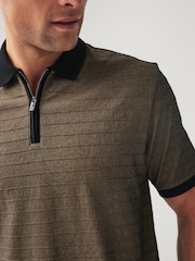 Bronze/Black Zip Neck Smart Polo Shirt - Image 4 of 9