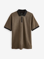 Bronze/Black Zip Neck Smart Polo Shirt - Image 7 of 9