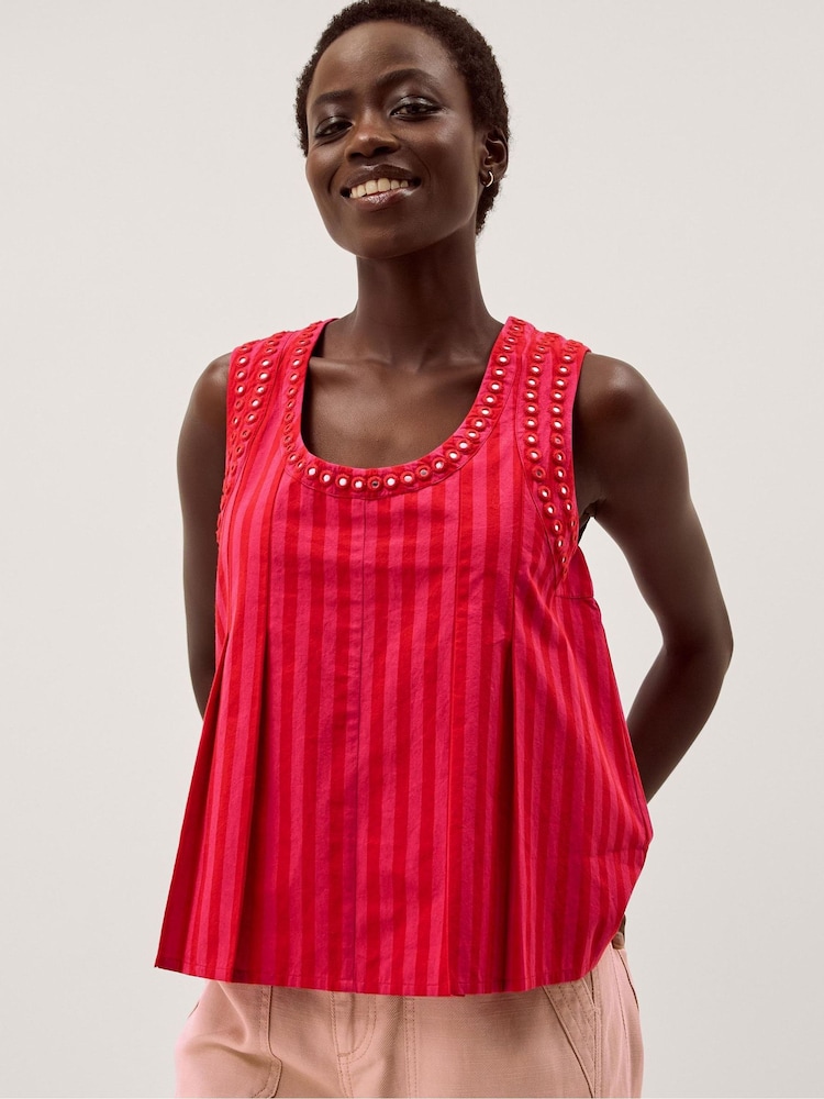Monsoon Pink Fifi Sleeveless Stripe Top - Image 2 of 4