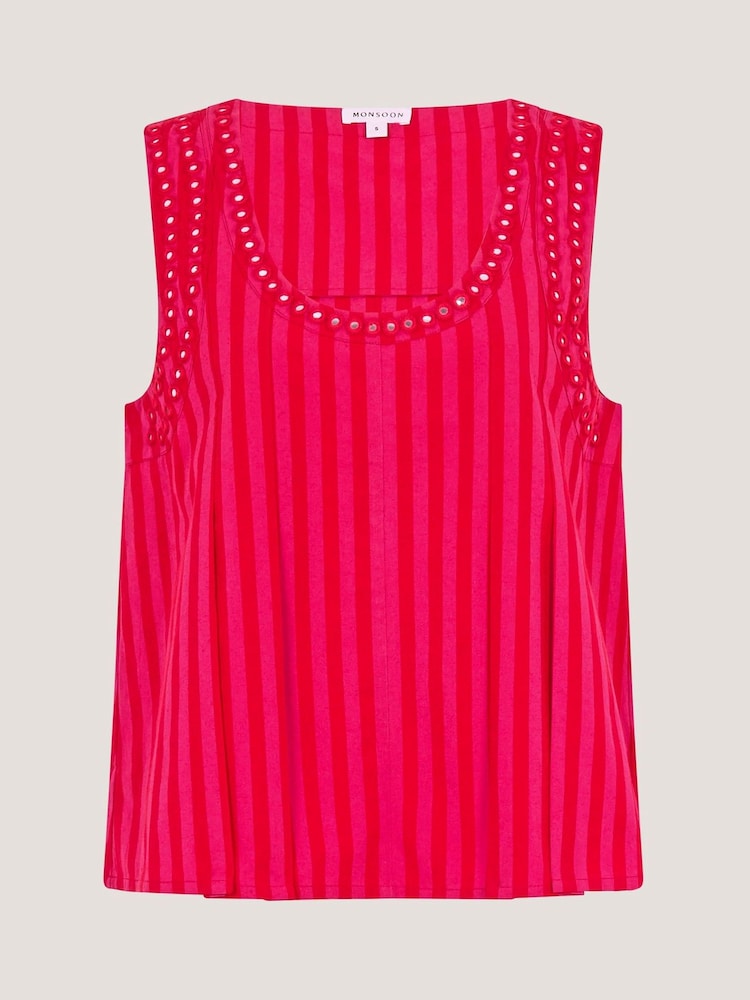 Monsoon Pink Fifi Sleeveless Stripe Top - Image 4 of 4
